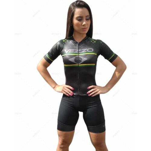 Brazil Vezzo Womens Short Sleeve Clothes Cycling Triathlon Suit Skinsuit Sets Macaquinho Ciclismo Feminino Jumpsuit Kits Summer
