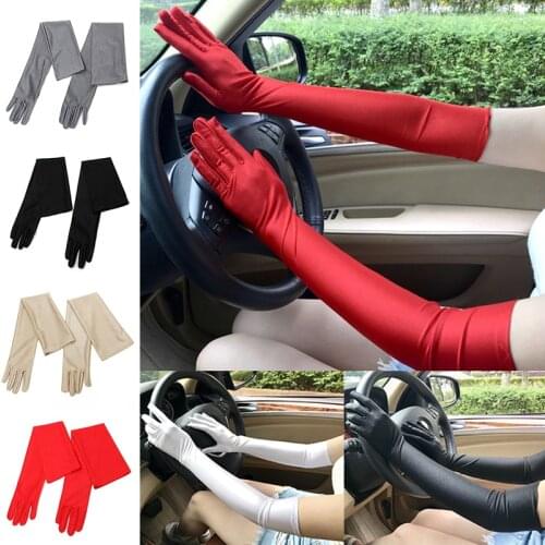 Fashion Sunscreen Gloves UV Protection Party Solid Color Etiquette Long Gloves Haling Hands Warm Gloves Women Driving Gloves