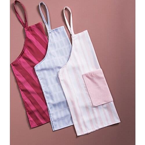 Simple Color Matching Stripes Adjustable Apron Home Daily Kitchen Cooking Restaurant Waiter Work Clothes for Men and Women