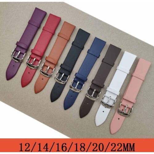 Watchband 1PCS 12mm 14mm 16mm 18mm 20mm 22mm smooth grain genuine leather (cow split) watch band watch strap men and women strap
