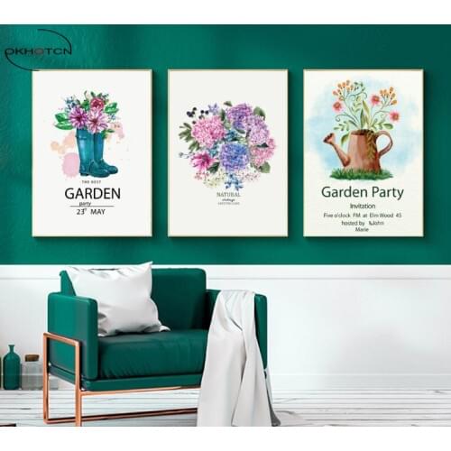 Garden Party Flower Vase Art Print Poster Nursery Wall Picture For Kids Room Nordic Home Decor 3 Pieces/Set Painting