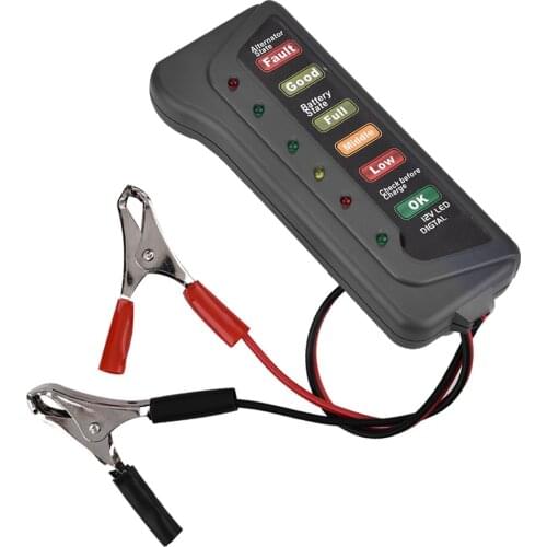 12V Car Motorcycle Truck Tester Battery Load Analyzer Alternator Cranking Check 6-LED Display Auto Diagnosis Battery Tester Tool
