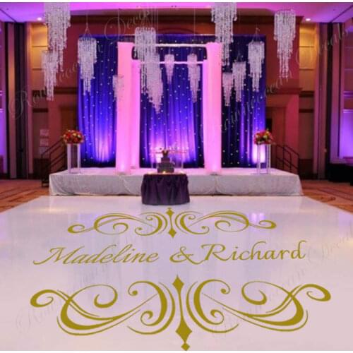 Custom Dance Floor Decal Personalized Name Vinyl Sticker For Wedding Monogram Letters Dance Floor Decoration 4491