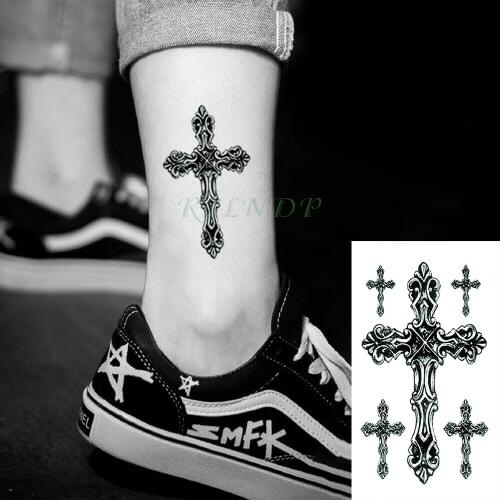 Waterproof Temporary Tattoo Stickers Cross Tribal Totem Fake Tatto Flash Tatoo Tatouage Neck Hand Back Foot for Girl Women Men