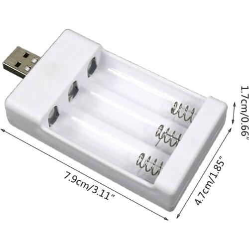 USB Plug Charger Compact 3-Slot Charger 5V/2A for rechargeable Ni-Cd Battery AA /AAA1.2V Portable Battery (Non-Battery) E56B