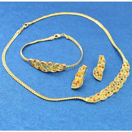 ZEA Dear Jewelry Round Collar Jewelry Set For Women Necklace Earrings Bracelet Set For Wedding Jewelry Fashion Jewelry Findings