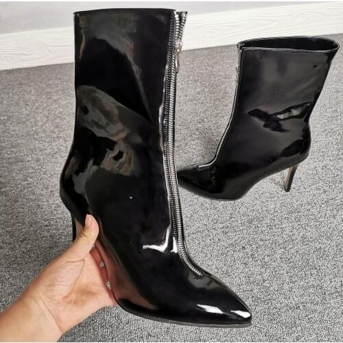 Dovereiss Fashion Womens Shoes Winter new Elegant Pure color sexy Front zipper Stilettos heels Ankle boots 35-47