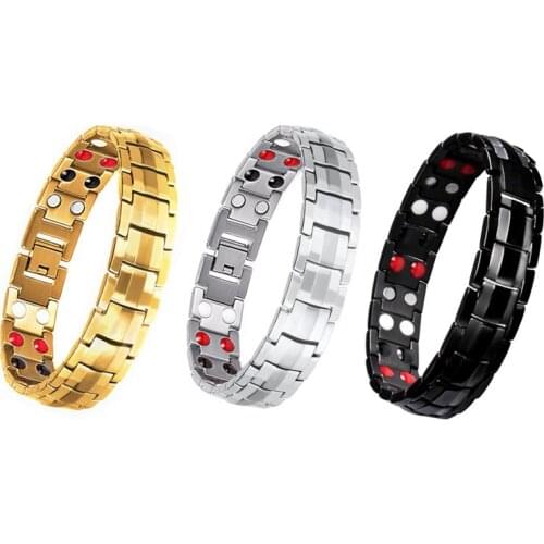 Womens Weight Loss Black Bracelet Men Hand Chain Energy Health Germanium Magnetic Bracelet Men Stainless Steel Bracelet #295550