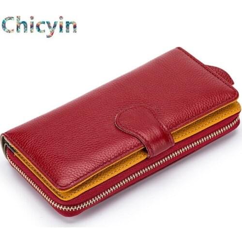 Woman Wallet Cow Leather Women Long Purse Female Clutches Money Wallets Handbag Handy Passport Walet For Cell Phone Card Holder
