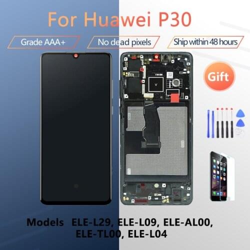For HUAWEI P30 ELE L29 L09 L04 LCD screen assembly with front case touch glass, original Black Aurora Breathing Crystal