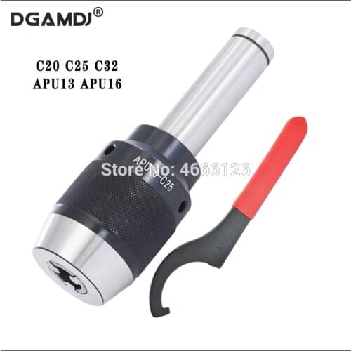 1set C20 C25 C32 morse taper drill APU13 1-13mm APU16 1-16mm 3 jaw chuck CNC integrated self-tightening lathe tool holder+wrench