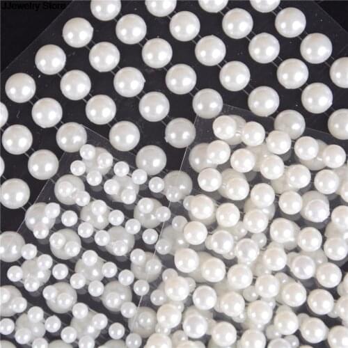 1 sheet 4mm 5mm 6mm Cream Resin Simulated Pearls Sticker Self Adhesive Strips Decorative DIY Circle Beads