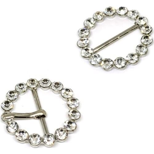 1pcs Metal Round Adjustable Buckle Rhinestone Pin Clasp for Leather Craft Bag Strap Belt Handle Shoulder Garments Accessories