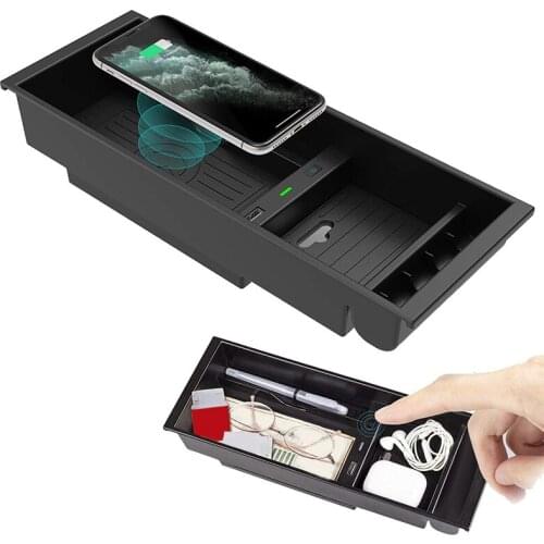 10W Car Wireless Charger Center Console Storage Box Wireless Charger Pad for Ford F150 F-150 2009-2021