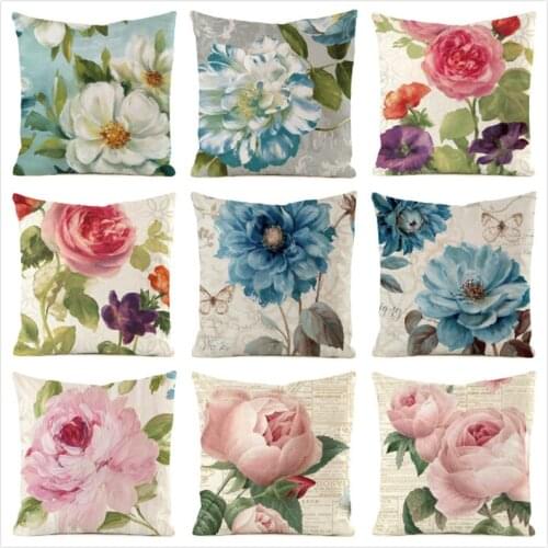 45cm*45cm Flower Inimitated Silk Fabric Throw Pillow Covers Couch Cushion Cover Home Decorative Pillows flower floor
