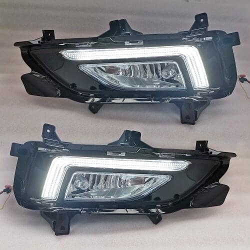 Car Flashing 2PCS Car DRL For Hyundai Tucson 2019 2020 LED fog lamp cover daytime running lights 12V Daylight