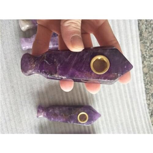 Free Shipping ! new natural amethyst crystal smoking pipes Quartz Crystal wand Smoking Pipe for tobacco