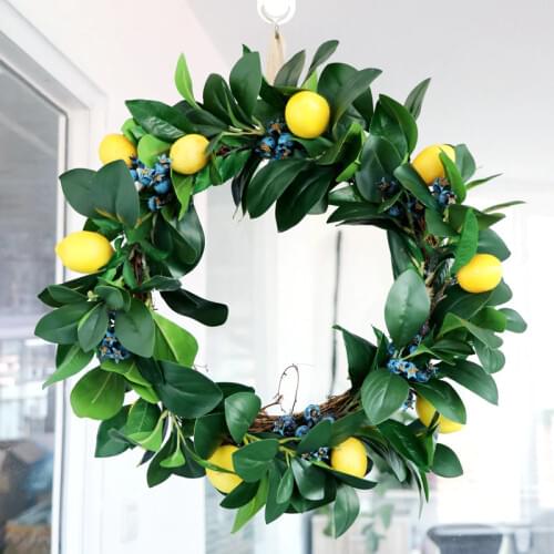 Nordice Door Decorative Wreath Artificial Lemon and Leaves Autumn Mural Wall Hanging Garlands natale decorazioni T358