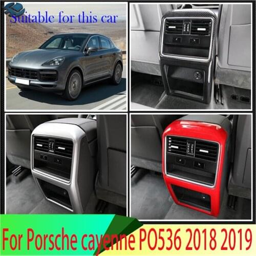 For Porsche cayenne PO536 2018 2019 Car Accessories conjoined Armrest Box Rear Air Vent Frame Trim Cover