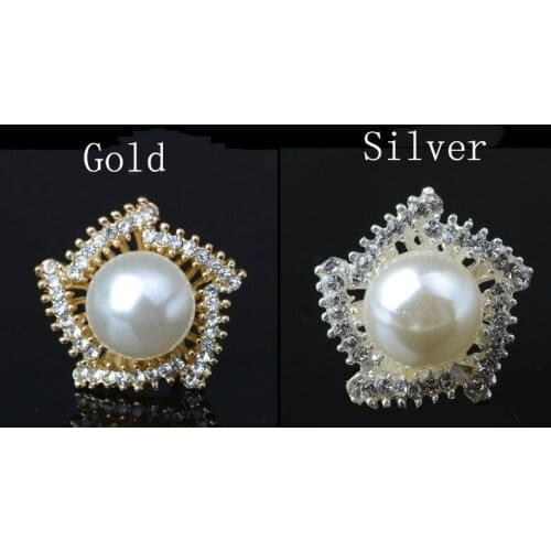 Hot Sale wholesale 20pcs/lot 2.1cm Wedding diamond Button rhinestone with pearl crystal Button DIY hair garment Accessories YF36