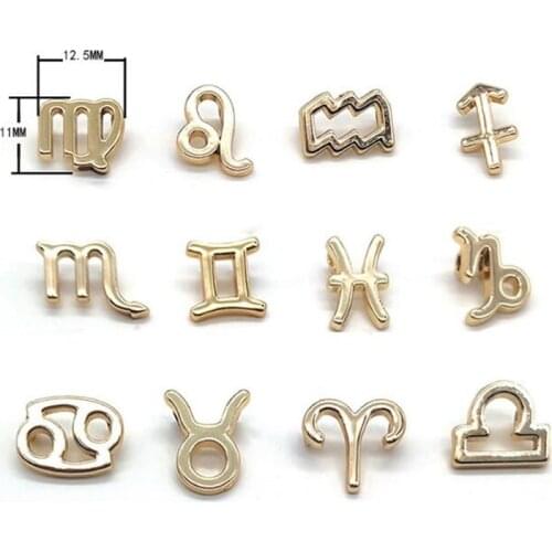 Julie Wang 12PCS/Set Mixed 12 Constellations Zodiac Charms Alloy Pendent Necklace Bracelet Finding Jewelry Making Accessory