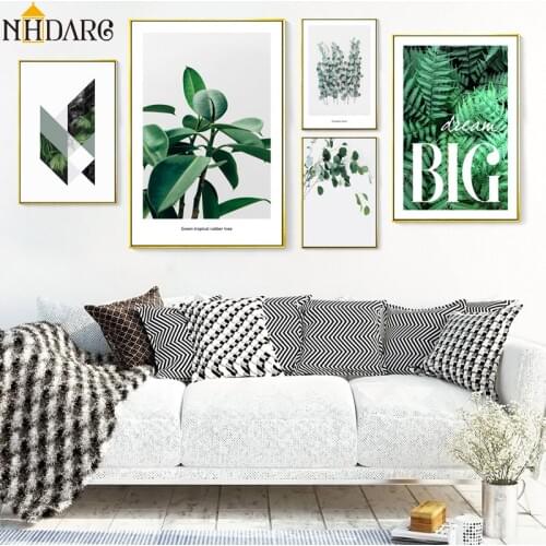 Dream Big Plant Green Leaves Canvas Painting Art Posters and prints Picture Wall Modern Minimalist Bedroom Living Room Decor
