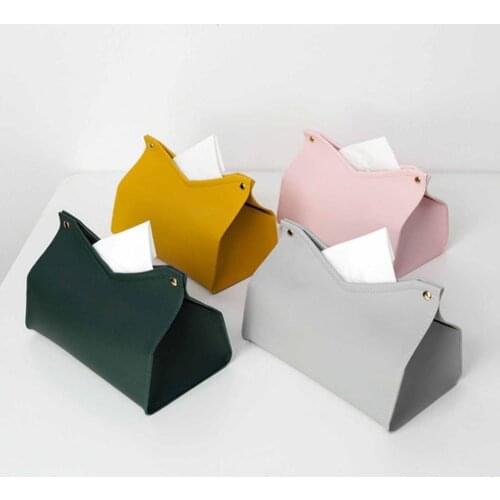 Tissue Box Special Fashion Elegant Tissue Case Faux Leather Rectangle V Mouth Paper Holder for Home