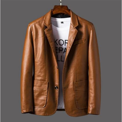 Leather jacket mens suit leather jacket mens flight suit spring and autumn motorcycle leather jacket mens