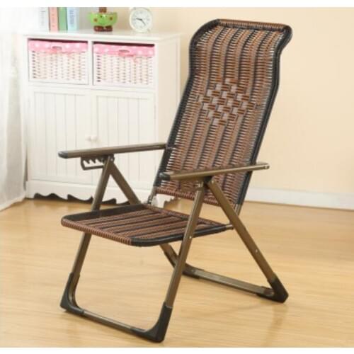 Outdoor Sun Lounger Folding Deck Chair Beach Leisure Cane Chair Balcony Office Rattan Chair