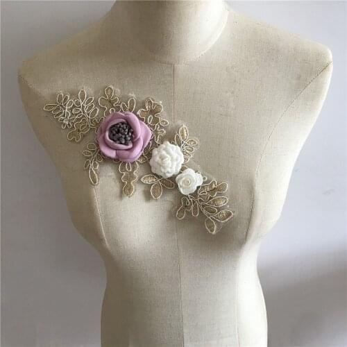 Fashion Exquisite Embroidery 3D Flowers Lace Lace Collar DIY Sewing Lace Fabric Decoration Ladies Clothes Decals Accessories