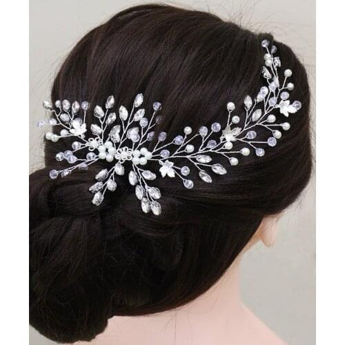 Trendy Silver Golden Wedding Headbands Flowers Head Accessories Crystal Rhinestone Beads Handmade Women Headpieces for Bride