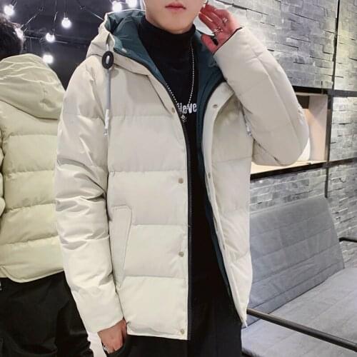 New men tide version with thick warm feather cotton hooded jacket