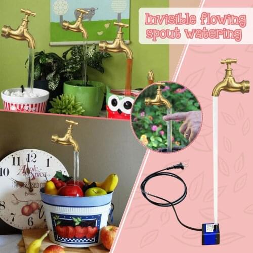 Floating Faucet Water Fountain Kits Tap Running Lights Holiday Gift Invisible Flowing Spout Watering Can Fountain Yard Art #G3