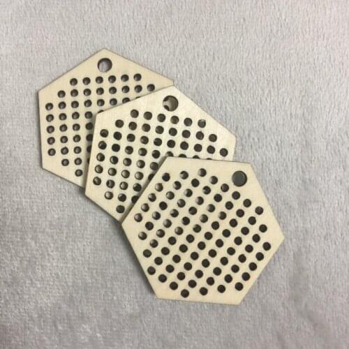 20 pcs 50*50mm small hexagon shape cross stitch DIY wooden needle work keychain kit free shipping