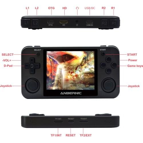 New Hot 3.5 inch IPS screen 640*480 Aluminum alloy metal shell anbernic video game console handheld game player RG350M