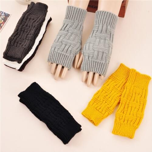 New Fashion Women Knitted Fingerless Winter Gloves Unisex Soft Warm Mitten Drop ship