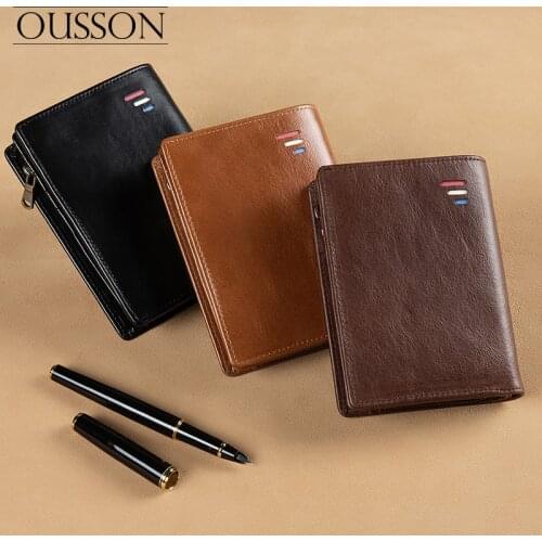 OUSSON Fashion casual light RFID anti-theft card reader cowhide leather womens wallet clutch coin purse clutch