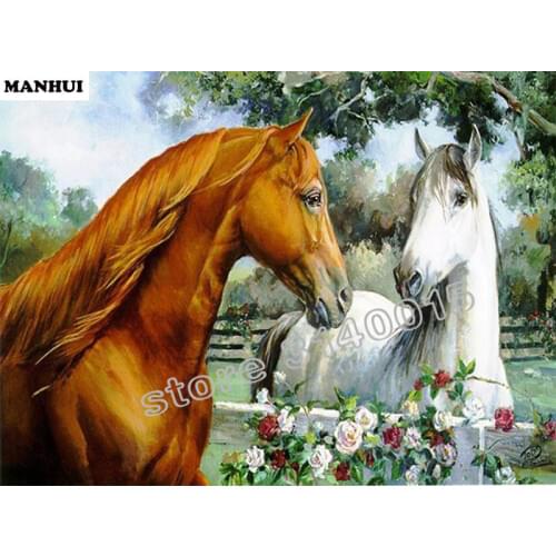 Full Square Diamond 5D DIY Diamond Painting Horse head Embroidery Cross Stitch Rhinestone Mosaic Painting Decor Gift BFC093