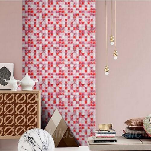 Candy color red color mix glass bathroom mosaic tile shower room wall decoration