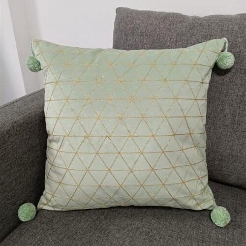 Luxury Turquoise Embroidery Cushion Cover Home Decorative Square Geometrical Tassel Pompons Throw Pillowcase