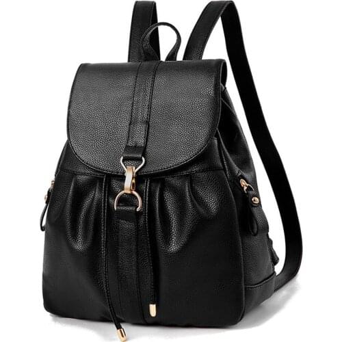 YINGPEI Fashion Women Backpack High Quality Youth Leather Backpacks for Teenage Girls Female School Shoulder Bag Bagpack black