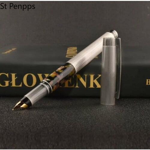Shanghai Fuliwen 815 Fountain Pen Retro Silver Metal Celluloid Ink Pen M Nib 0.7mm Stationery Office school supplies Writing