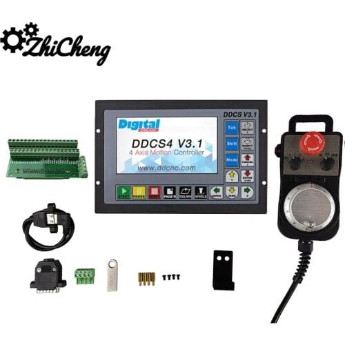 Special offer DDCSV3.1motion control system set 3-axis 4-axis cnc controller, emergency stop electronic handwheel support G code