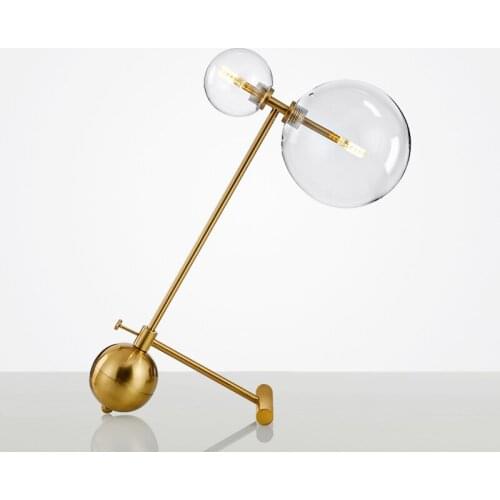 Modern Gold Table Lamps for Bedroom Glass Light Bulb Lamp Shade Art Deco Bedside Led Lamps for Living Room Makeup Table Lighting