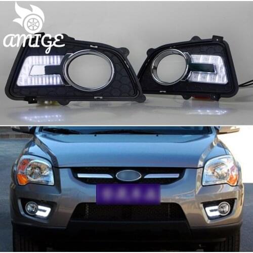 12V LED Daylights For Kia Sportage 2009 2010 Dimming Style DRL Car Daytime Running Light Auto Foglamps