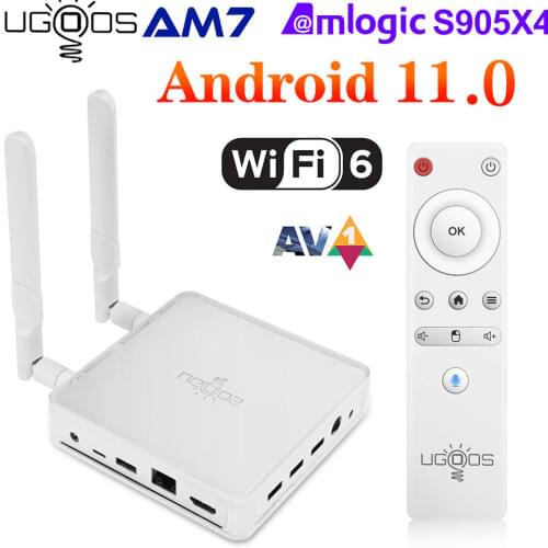 UGOOS AM7 TV BOX Android 11 Amlogic S905X4 DDR4 4GB RAM 32GB ROM Support AV1 CEC HDR WiFi6 1000M BT5.0 OTT 4K TV BOX