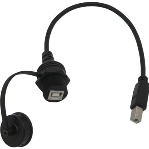 USB 2.0 Type B Male to Female Extension Cable Waterproof Flush Mount Dual USB Dock Adapter Dashboard Pan for Car Motorcycle 0.3m