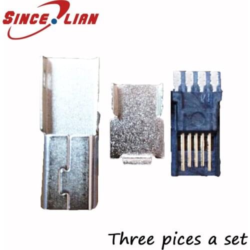 USB Plug MI-USB-5P Male Thin Three-Piece Wireless Clip Iron Shell plating 24H Copper End Plating 1U Iron Shell Copper End LCP