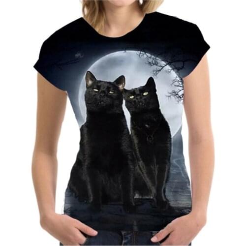 Street Leisure Tshirts Cotton Women Tops Product Hot Money T-shirt-women-cotton New Product 2022 Plus Size Cat Crew Neck Blue