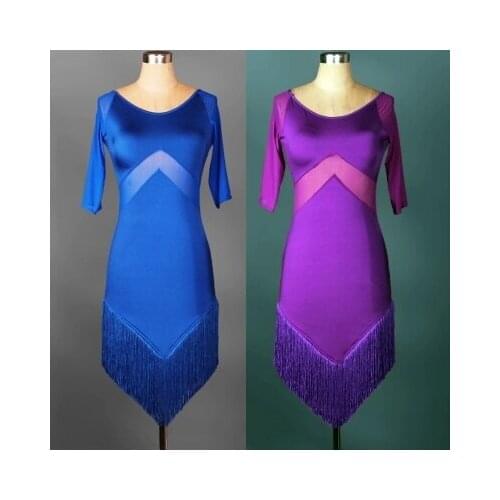 Free shipping New style Adult Latin dance dancing costume women milk silk tassel diamond latin dance dress